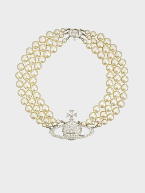 THREE ROW PEARL BAS RELIEF CHOKER