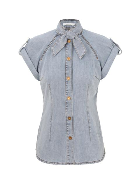 DENIM TIE NECK SHIRT