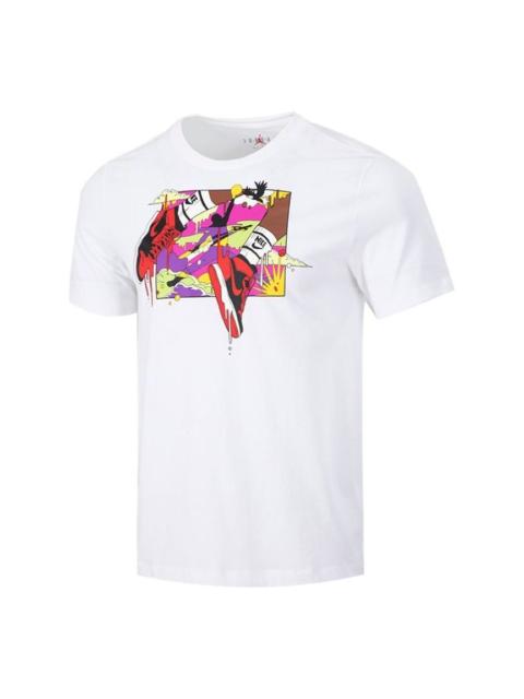 Air Jordan Running Training Casual Round Neck Cartoon Printing Short Sleeve White DO1927-100