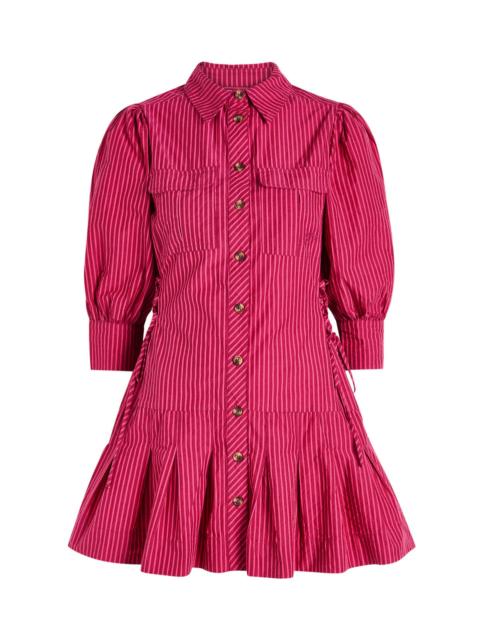 Damson Madder Maisie Striped Cotton Mini Shirt Dress