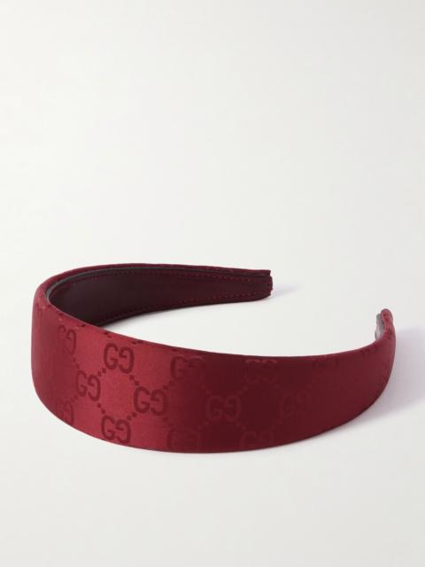 Embellished nylon-jacquard headband Burgundy