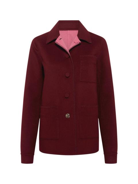 Ulu Reversible Chore Jacket in Bordeaux & Fuchsia Double-face Recycled Cashmere
