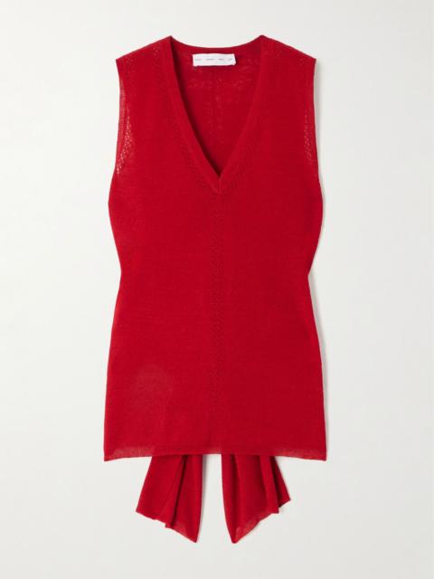 Heyde draped pointelle-trimmed linen-blend tank Red