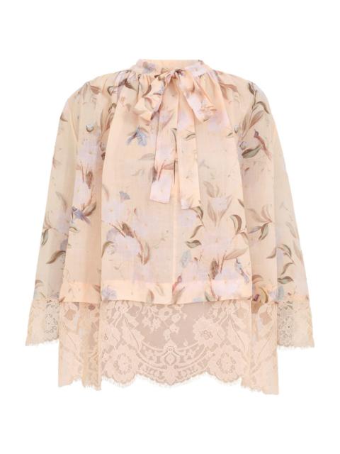 CASCADIAN LACE TIE NECK BLOUSE