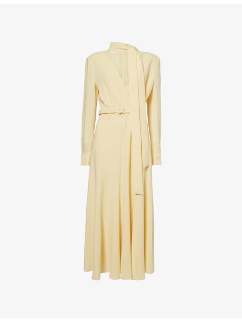 Scarf Wrap-Front Cady Midi Dress