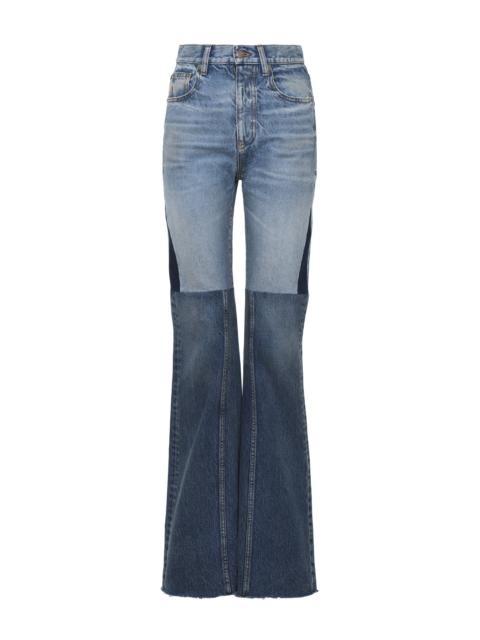 FLARED PATCHWORK JEANS IN DENIM