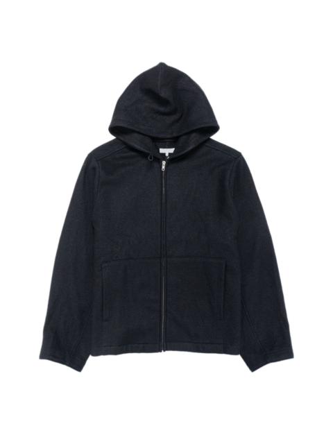 Wool Zip Hoodie Black