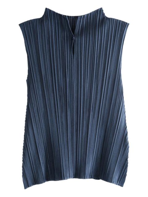 pleated funnel-neck top