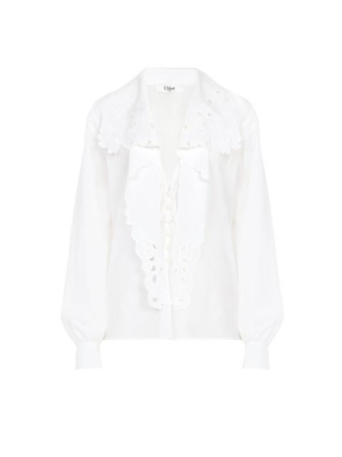 EMBROIDERED LAVALLIÈRE SHIRT IN COTTON POPLIN