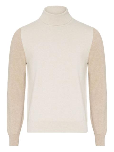 two-tone turtleneck sweater