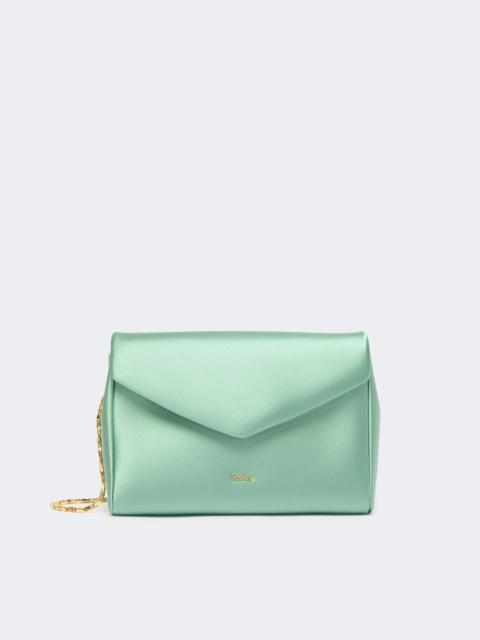 Viscose and silk satin clutch bag - SAGE GREEN