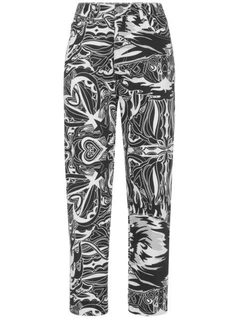 graphic-print jeans