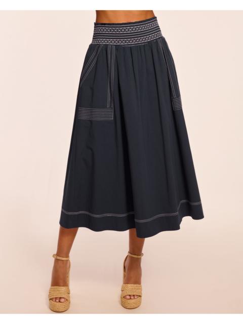 Galia Cotton Poplin Smocked Maxi Skirt