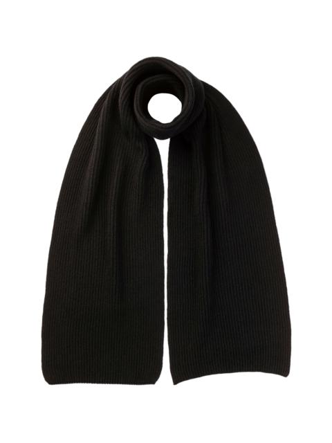 Black Cashmere Ribbed Scarf