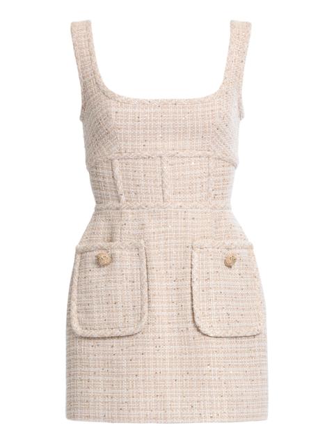 Sequin Thread Tweed Short Dress neutral
