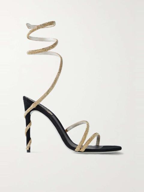 Crystal-embellished suede sandals