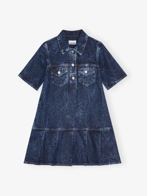 DENIM BLUE CRINKLED FUTURE MINI DRESS