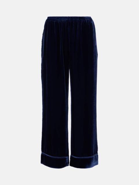 Brescia mid-rise velvet wide-leg pants