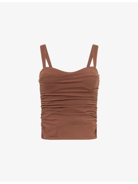 Trish Ruched Fitted Stretch-Cotton Vest Top