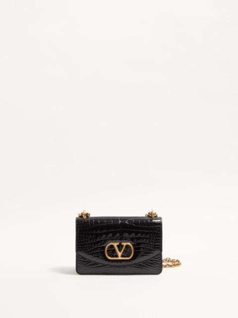 VALENTINO GARAVANI VAIN SMALL SHOULDER BAG IN CROCODILE LEATHER