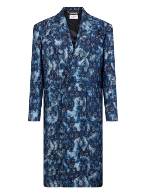 jacquard double-breasted coat