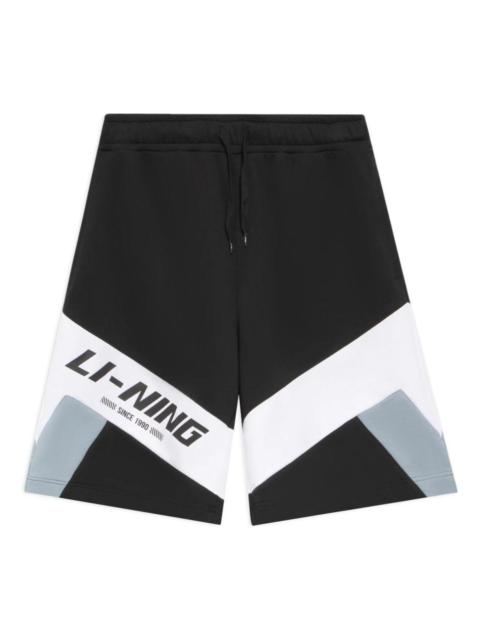 Li-Ning Color Block Graphic Shorts 'Black White' AKSR569-5