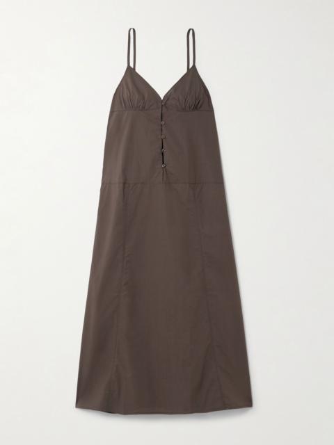 Organic cotton-poplin midi dress Brown