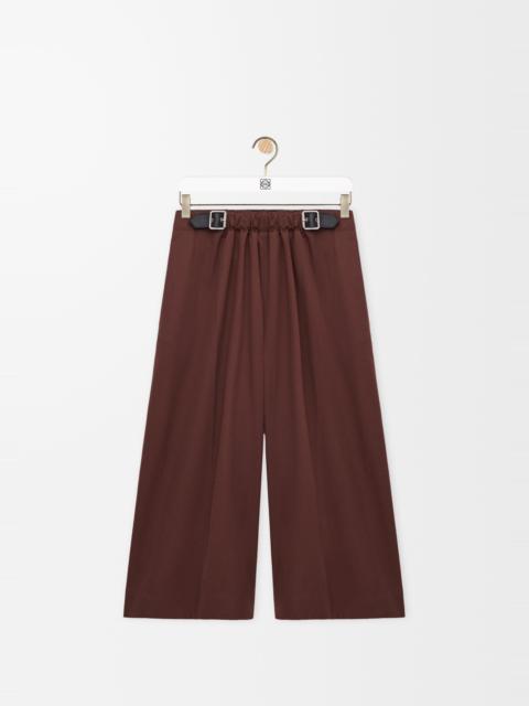 Cropped belted trousers in cotton and silk