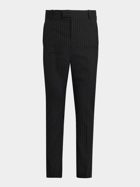 Men's Pinstripe Wool Cigarette Trousers