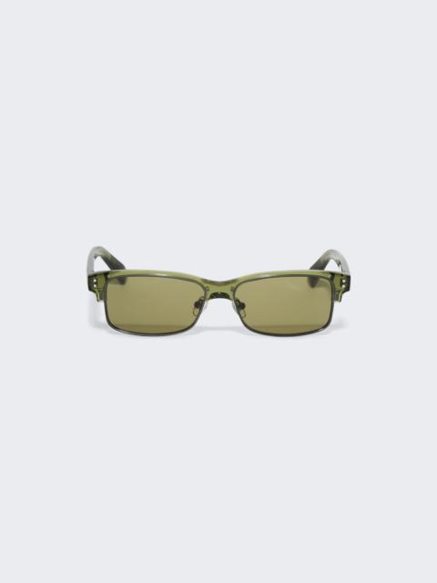 Rectangular Sunglasses Khaki And Metallic Green