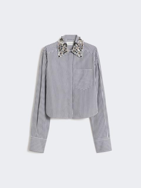 Striped poplin cropped shirt - black
