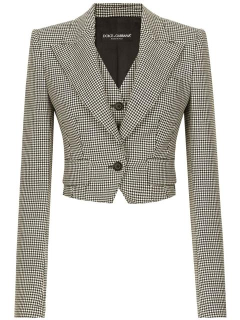 check pattern cropped jacket