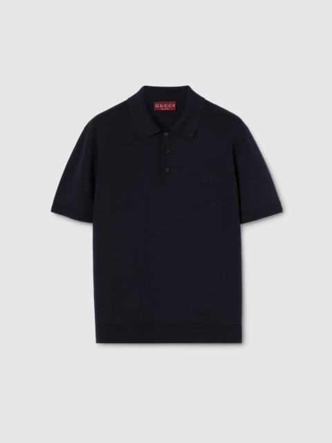 Silk cotton polo shirt with embroidery