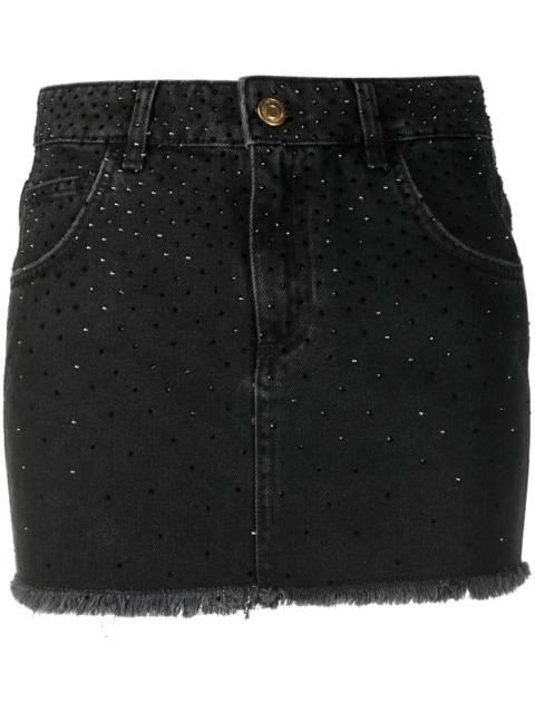rhinestone-embellished denim skirt