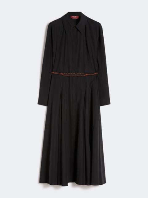 Long poplin shirt dress - BLACK