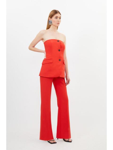 Compact Stretch Tailored Button Bodice Jumpsuit