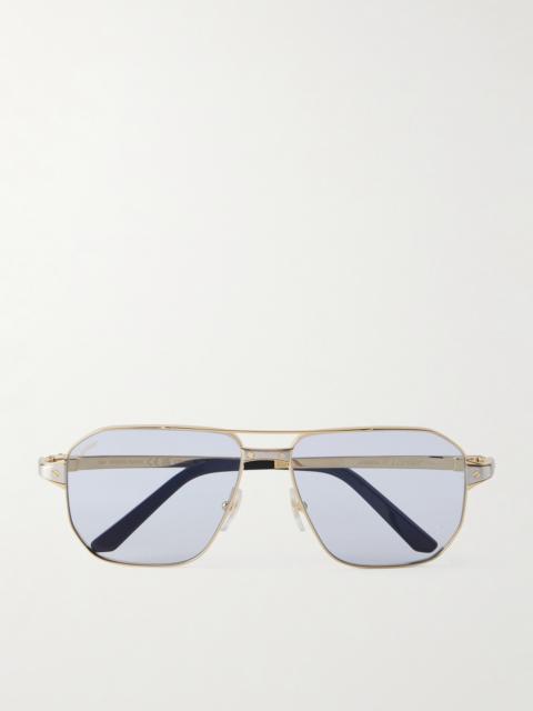 Santos De Cartier Gold- And Silver-tone Aviator-style Sunglasses
