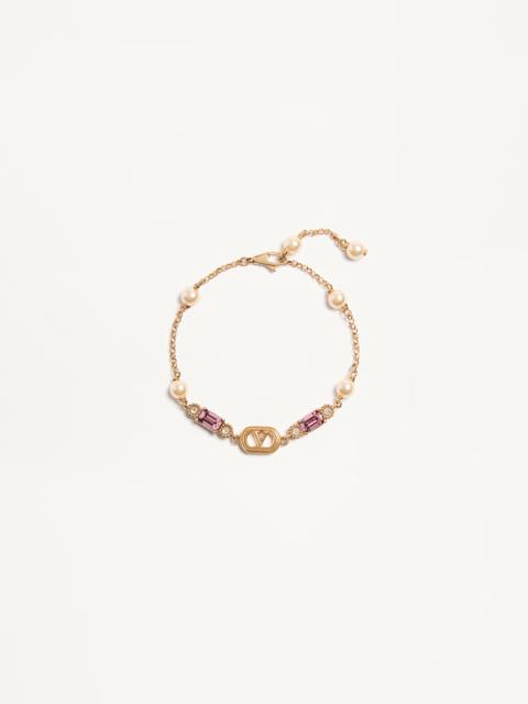 OVALETTE BRACELET IN METAL, PEARLS AND SWAROVSKI® CRYSTALS