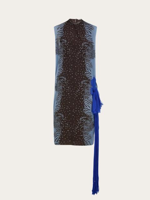 Silk dress with flower detail