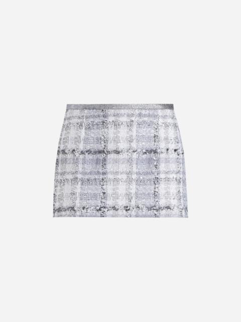 Check lurex raschel tweed miniskirt