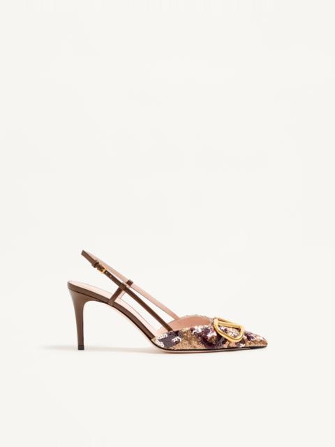 VLOGO SIGNATURE SLINGBACK PUMPS WITH ANIMALIER EMBROIDERY 80MM