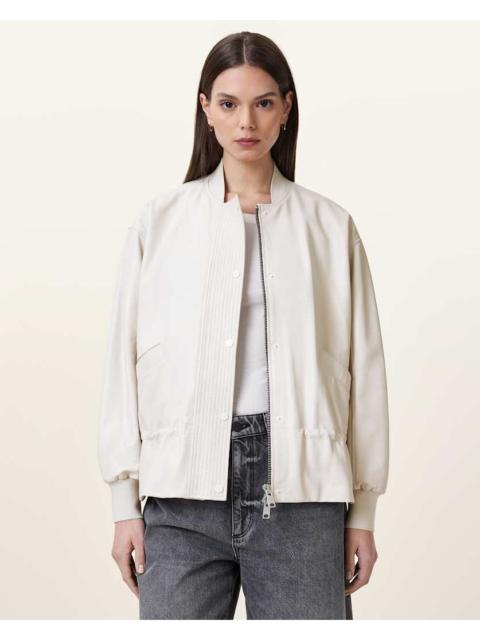 SOFI DRAWSTRING LEATHER BOMBER JACKET