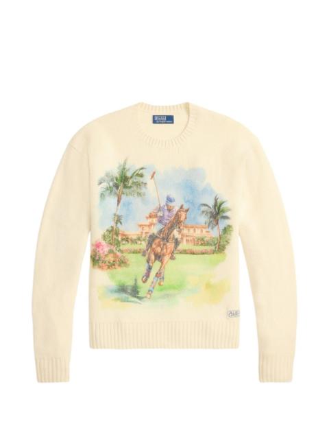 printed crew neck sweater
