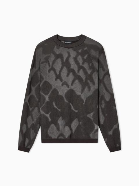 PLATED RIBBED VISCOSE-BLEND JUMPER WITH AN ALL-OVER DESIGN