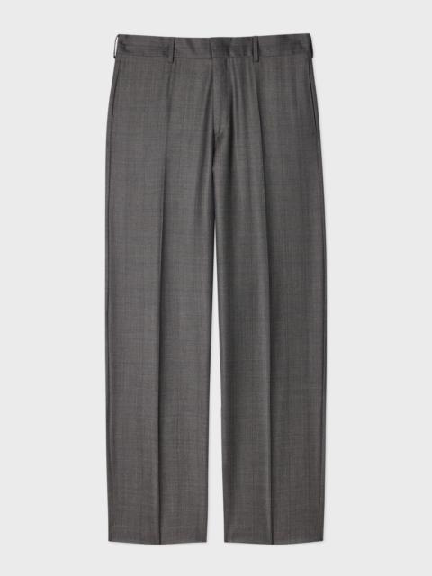 Straight-Fit Grey Check Wool Trousers