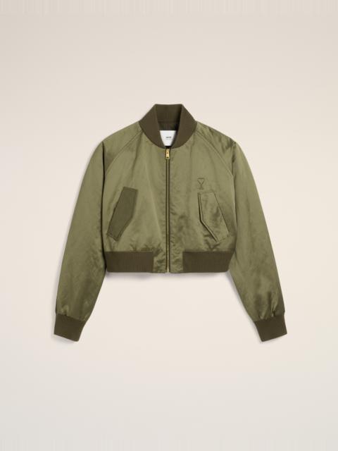 GREEN COTTON SATIN AMI DE COEUR BOMBER