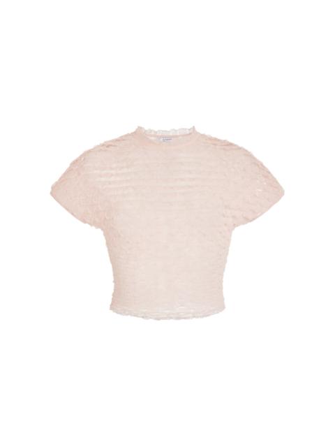 Frills Knit Crop top light pink
