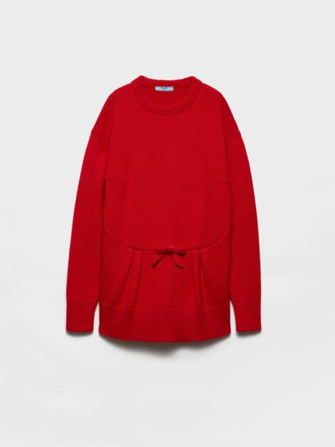 Wool cardigan with bow