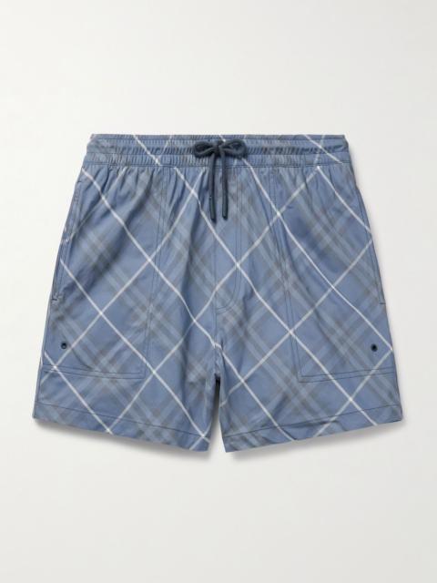 Slim-Fit Short-Length Checked Swim Shorts Navy