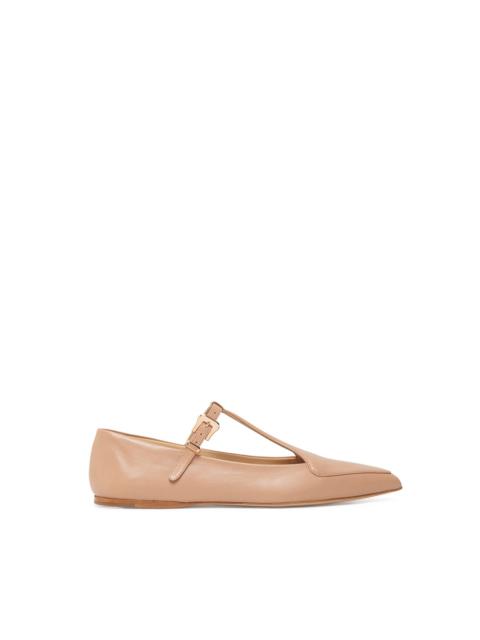Liv Ballerina Flat Shoe in Nude Nappa Leather